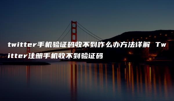 twitter手机验证码收不到咋么办方法详解 Twitter注册手机收不到验证码