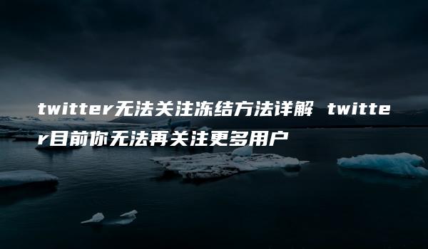 twitter无法关注冻结方法详解 twitter目前你无法再关注更多用户