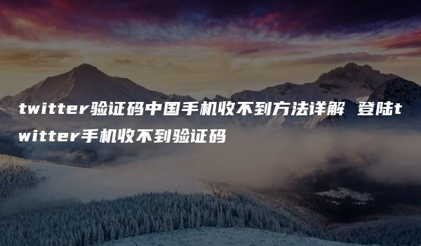 twitter验证码中国手机收不到方法详解 登陆twitter手机收不到验证码