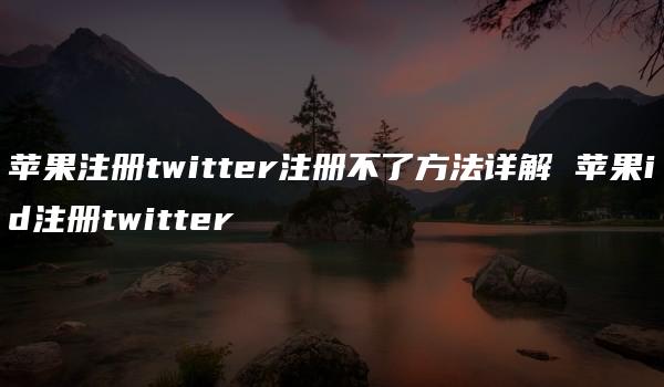 苹果注册twitter注册不了方法详解 苹果id注册twitter