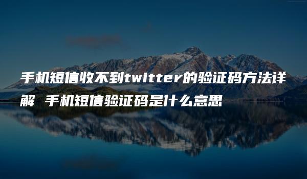 手机短信收不到twitter的验证码方法详解 手机短信验证码是什么意思