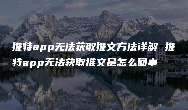 推特app无法获取推文方法详解 推特app无法获取推文是怎么回事