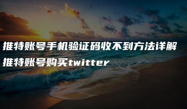 推特账号手机验证码收不到方法详解 推特账号购买twitter