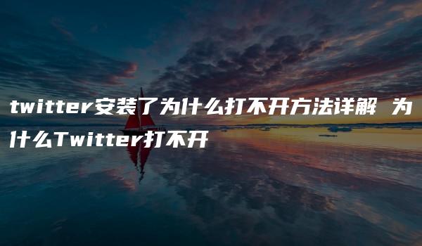 twitter安装了为什么打不开方法详解 为什么Twitter打不开