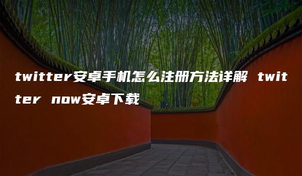 twitter安卓手机怎么注册方法详解 twitter now安卓下载