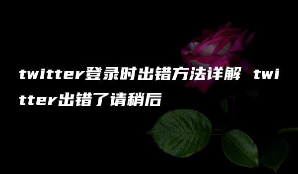 twitter登录时出错方法详解 twitter出错了请稍后