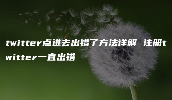 twitter点进去出错了方法详解 注册twitter一直出错