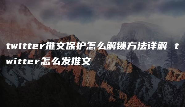 twitter推文保护怎么解锁方法详解 twitter怎么发推文