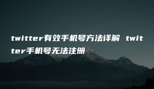 twitter有效手机号方法详解 twitter手机号无法注册