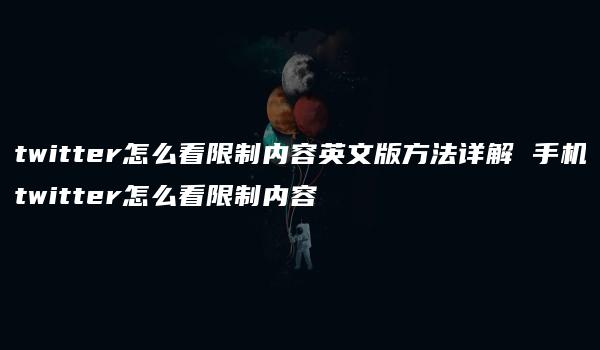 twitter怎么看限制内容英文版方法详解 手机twitter怎么看限制内容