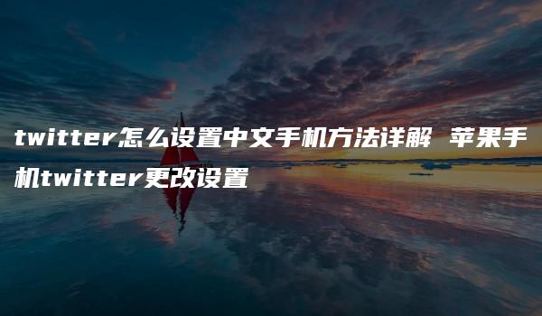 twitter怎么设置中文手机方法详解 苹果手机twitter更改设置