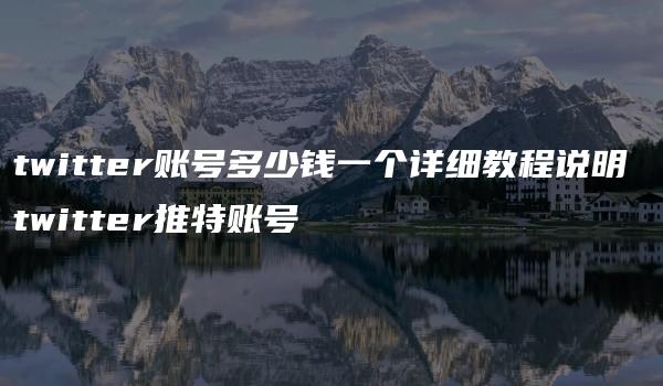 twitter账号多少钱一个详细教程说明 twitter推特账号