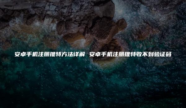 安卓手机注册推特方法详解 安卓手机注册推特收不到验证码