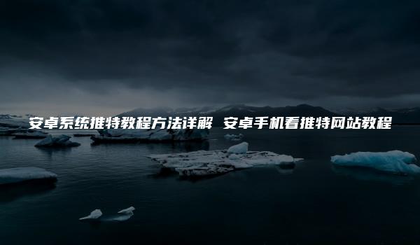 安卓系统推特教程方法详解 安卓手机看推特网站教程