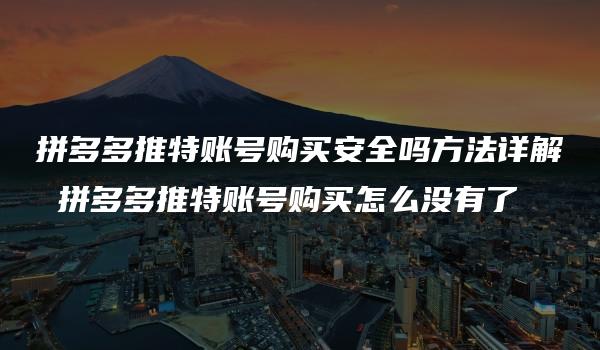 拼多多推特账号购买安全吗方法详解 拼多多推特账号购买怎么没有了