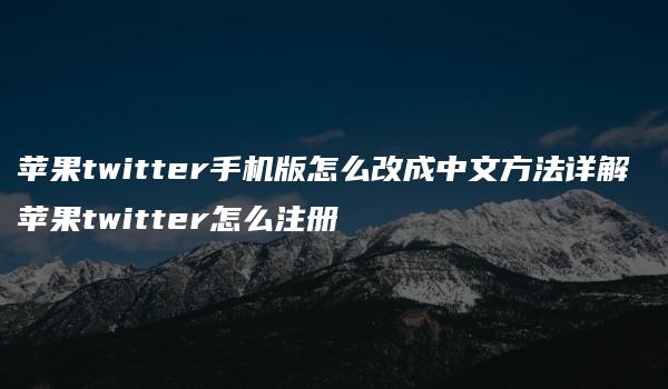 苹果twitter手机版怎么改成中文方法详解 苹果twitter怎么注册