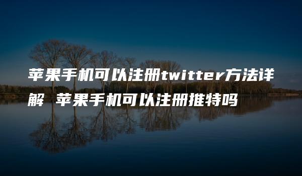 苹果手机可以注册twitter方法详解 苹果手机可以注册推特吗