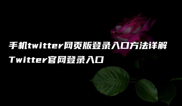 手机twitter网页版登录入口方法详解 Twitter官网登录入口