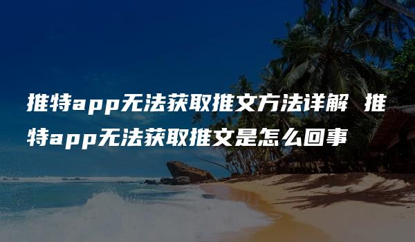 推特app无法获取推文方法详解 推特app无法获取推文是怎么回事