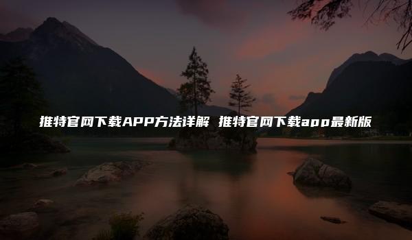 推特官网下载APP方法详解 推特官网下载app最新版