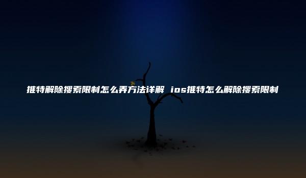 推特解除搜索限制怎么弄方法详解 ios推特怎么解除搜索限制