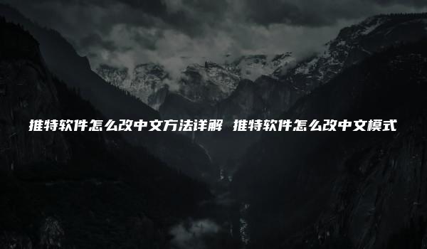 推特软件怎么改中文方法详解 推特软件怎么改中文模式