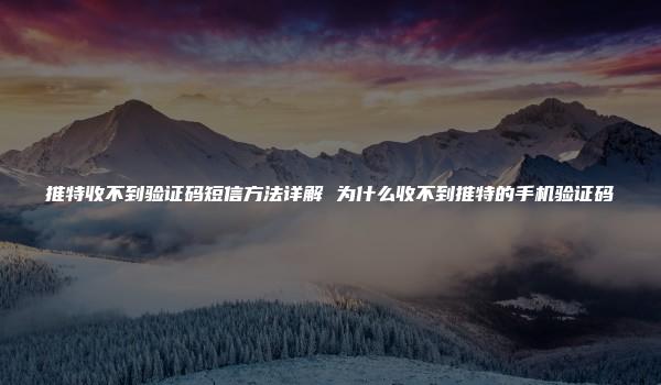 推特收不到验证码短信方法详解 为什么收不到推特的手机验证码