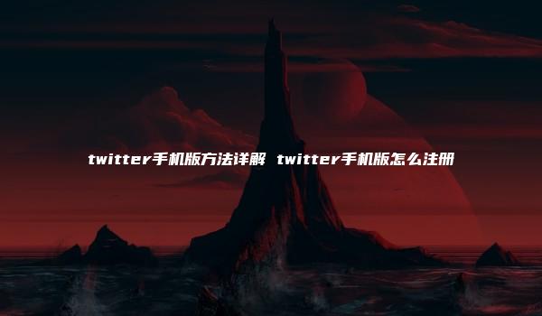 twitter手机版方法详解 twitter手机版怎么注册