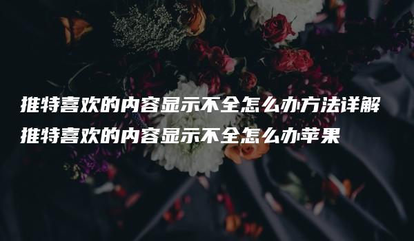 推特喜欢的内容显示不全怎么办方法详解 推特喜欢的内容显示不全怎么办苹果