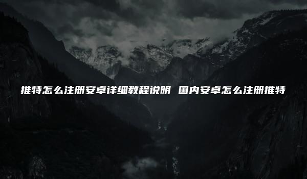 推特怎么注册安卓详细教程说明 国内安卓怎么注册推特