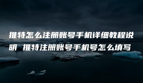 推特怎么注册账号手机详细教程说明 推特注册账号手机号怎么填写