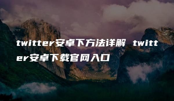 twitter安卓下方法详解 twitter安卓下载官网入口