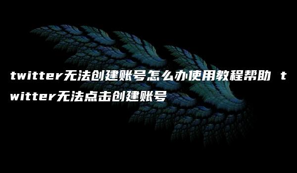 twitter无法创建账号怎么办使用教程帮助 twitter无法点击创建账号