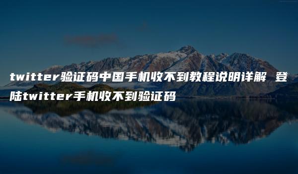 twitter验证码中国手机收不到教程说明详解 登陆twitter手机收不到验证码