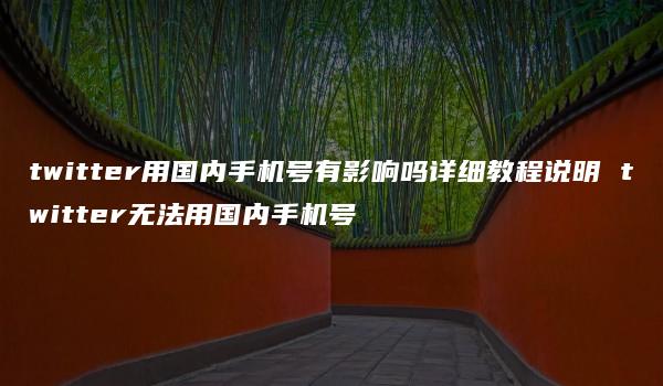 twitter用国内手机号有影响吗详细教程说明 twitter无法用国内手机号