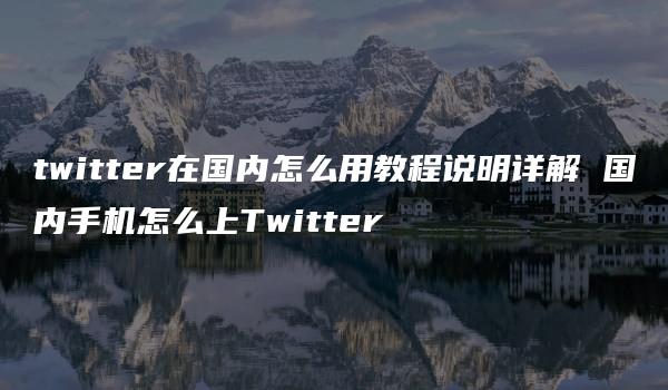 twitter在国内怎么用教程说明详解 国内手机怎么上Twitter