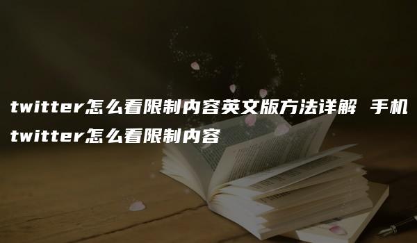 twitter怎么看限制内容英文版方法详解 手机twitter怎么看限制内容