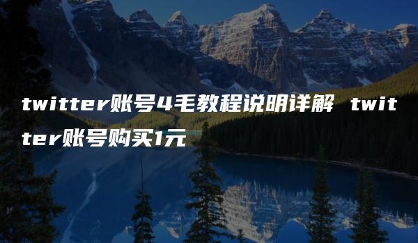 twitter账号4毛教程说明详解 twitter账号购买1元