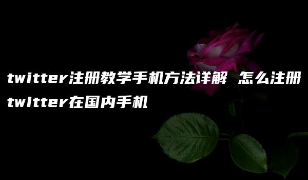 twitter注册教学手机方法详解 怎么注册twitter在国内手机