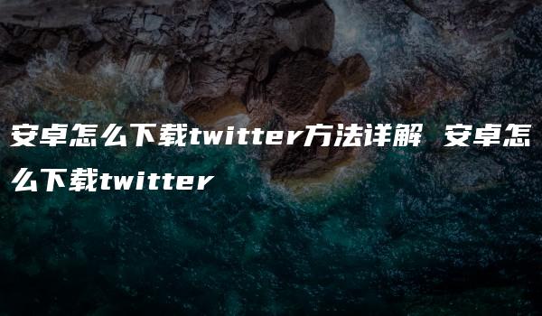 安卓怎么下载twitter方法详解 安卓怎么下载twitter