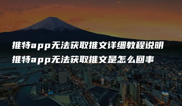 推特app无法获取推文详细教程说明 推特app无法获取推文是怎么回事