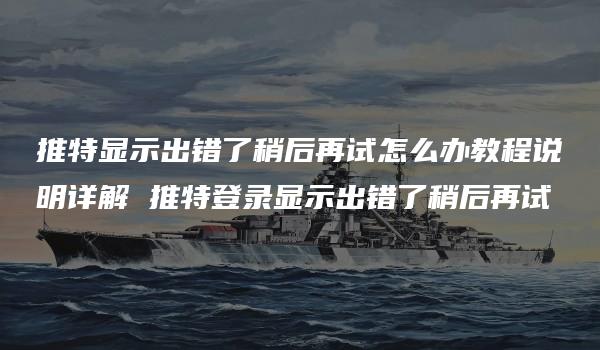 推特显示出错了稍后再试怎么办教程说明详解 推特登录显示出错了稍后再试