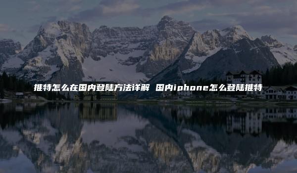 推特怎么在国内登陆方法详解 国内iphone怎么登陆推特