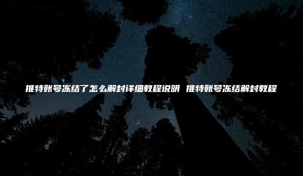 推特账号冻结了怎么解封详细教程说明 推特账号冻结解封教程