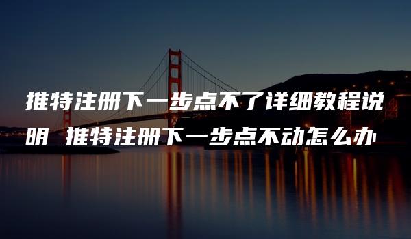 推特注册下一步点不了详细教程说明 推特注册下一步点不动怎么办