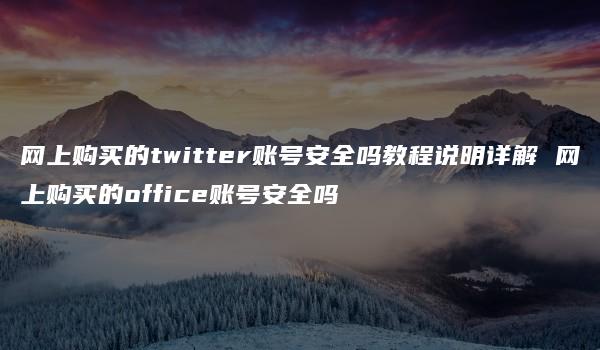 网上购买的twitter账号安全吗教程说明详解 网上购买的office账号安全吗