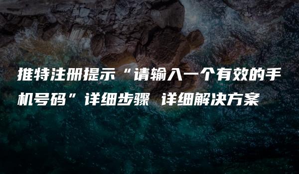 推特注册提示“请输入一个有效的手机号码”详细步骤 详细解决方案