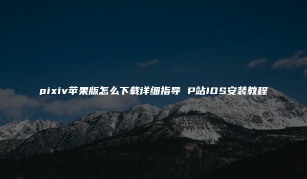 pixiv苹果版怎么下载详细指导 P站IOS安装教程