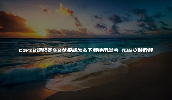 carx2漂移赛车2苹果版怎么下载使用参考 IOS安装教程