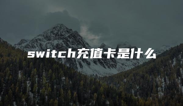 switch充值卡是什么